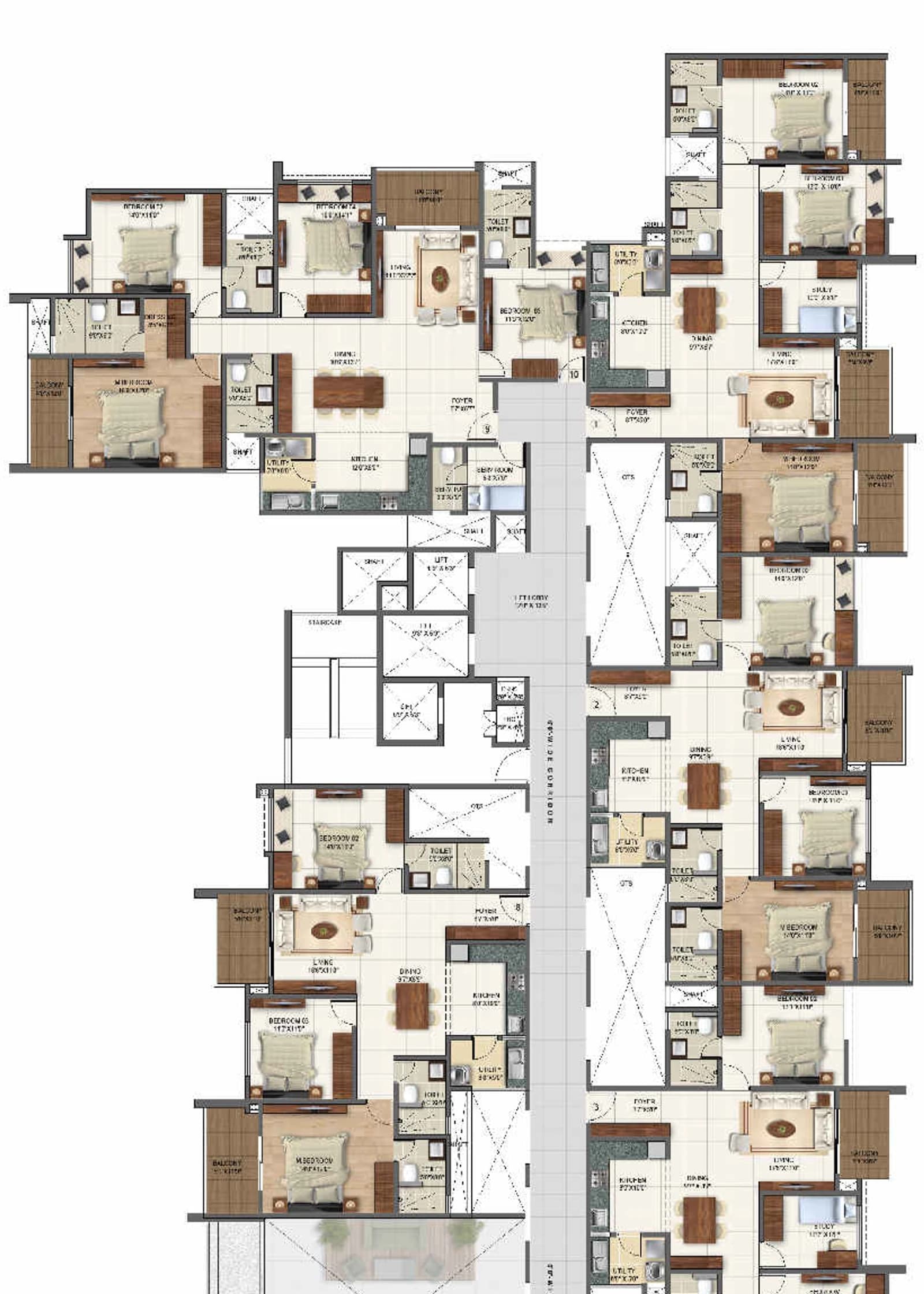 Floor plan, 4 BHK SMART - WEST 3 BHK CLASSIC - WEST 4 BHK SMART - WEST 3 B